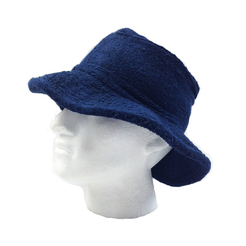 Terry Towelling BUCKET HAT Daggy Fishing Camping Lad Cap Retro  100% COTTON - Navy - Small - Main Image