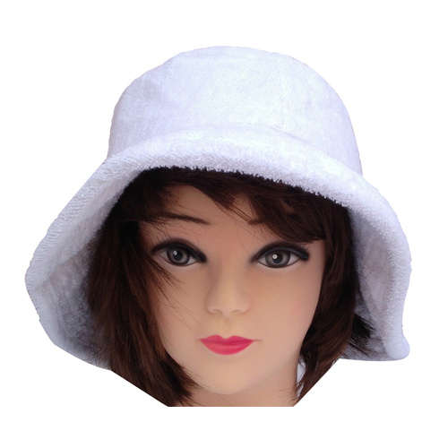 Terry Towelling BUCKET HAT Daggy Fishing Camping Lad Cap Retro  100% COTTON - White - XXL - Main Image