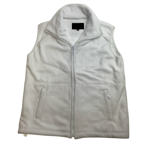 WHITE POLAR FLEECE VEST Thick Casual Wear Warm Winter Plain Fleecy Jacket - White - X-Small - Main Image