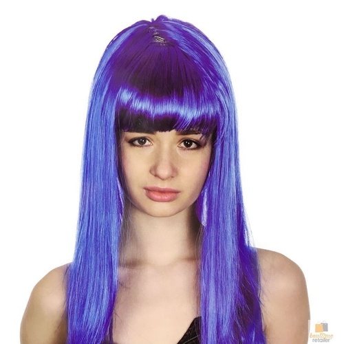 LONG WIG Straight Party Hair Costume Fringe Cosplay Fancy Dress 70cm Womens - Blue (22458) - Main Image