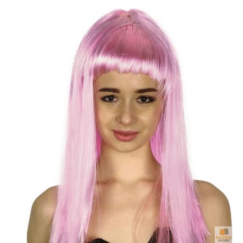 LONG WIG Straight Party Hair Costume Fringe Cosplay Fancy Dress 70cm Womens - Light Pink (22454) - Main Image