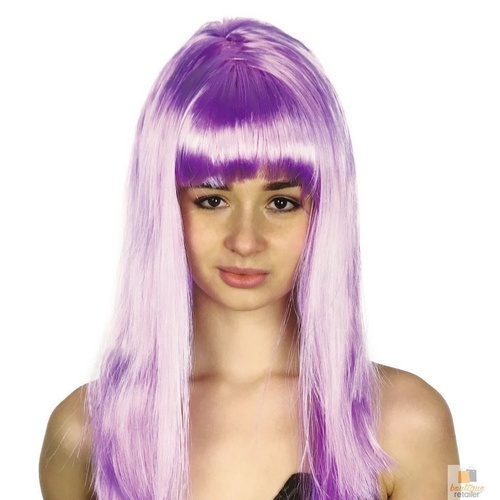 LONG WIG Straight Party Hair Costume Fringe Cosplay Fancy Dress 70cm Womens - Light Purple (22457) - Main Image