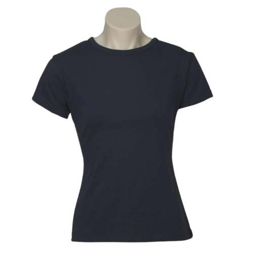 Womens Plain Ladies T SHIRT 100% COTTON Basic Tee Casual Top Size 6-24 T-Shirt - Navy Blue - 10 - Main Image