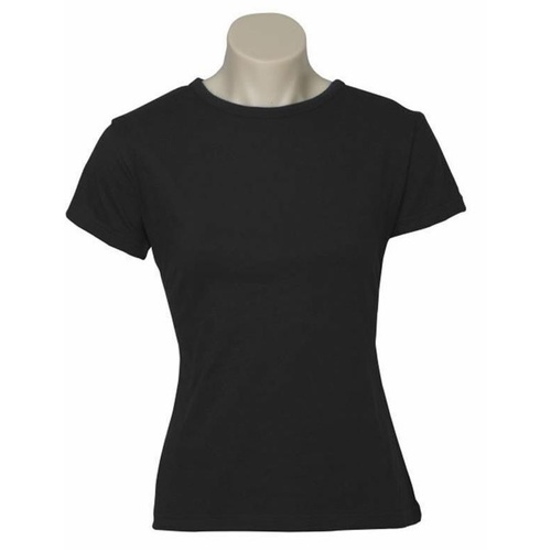 Womens Plain Ladies T SHIRT 100% COTTON Basic Tee Casual Top Size 6-24 T-Shirt - Black - 14 - Main Image