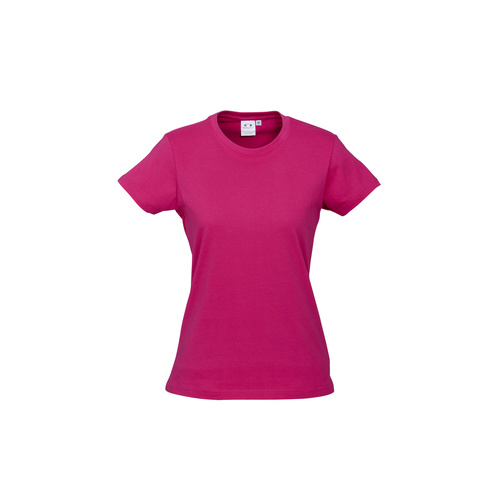 Womens Plain Ladies T SHIRT 100% COTTON Basic Tee Casual Top Size 6-24 T-Shirt - Magenta Pink - 20 - Main Image