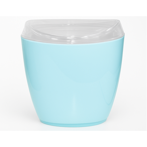 Oval Swing Top Waste Rubbish Bin Acrylic Lightweight Compact Bathroom Office in Blue - Main Image