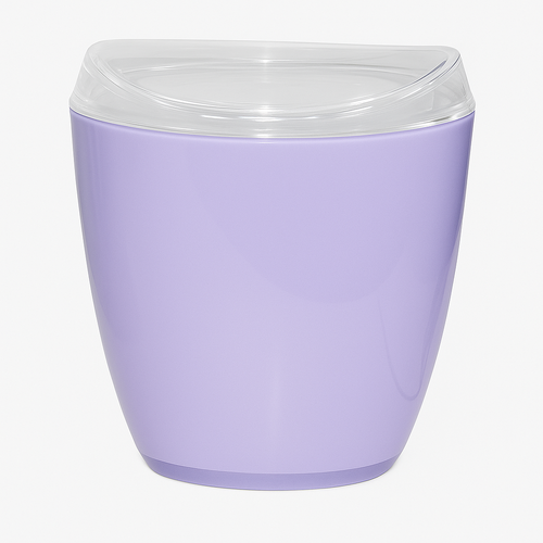 Oval Swing Top Waste Rubbish Bin Acrylic Lightweight Compact Bathroom Office in Purple - Main Image