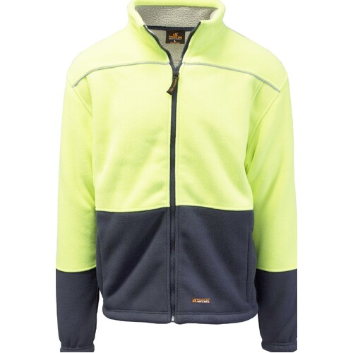HI VIS Polar Fleece Sherpa Jacket Full Zip Thick Lined  Winter Safety Jumper - Yellow - L - Main Image