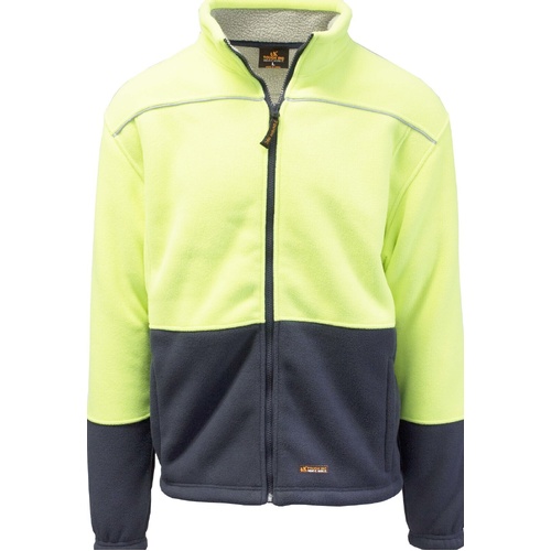 HI VIS Polar Fleece Sherpa Jacket Full Zip Thick Lined  Winter Safety Jumper - Yellow - S - Main Image