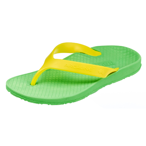 ARCHLINE Flip Flops Orthotic Thongs Arch Support Shoes Footwear - Green/Gold - EUR 37 - Main Image