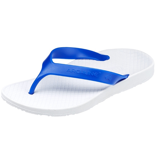 ARCHLINE Flip Flops Orthotic Thongs Arch Support Shoes Footwear - White/Blue - EUR 44 - Main Image