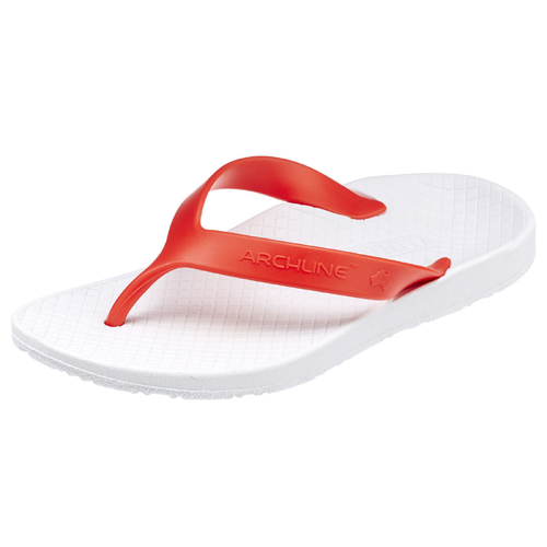 ARCHLINE Flip Flops Orthotic Thongs Arch Support Shoes Footwear - White/Red - EUR 40 - Main Image