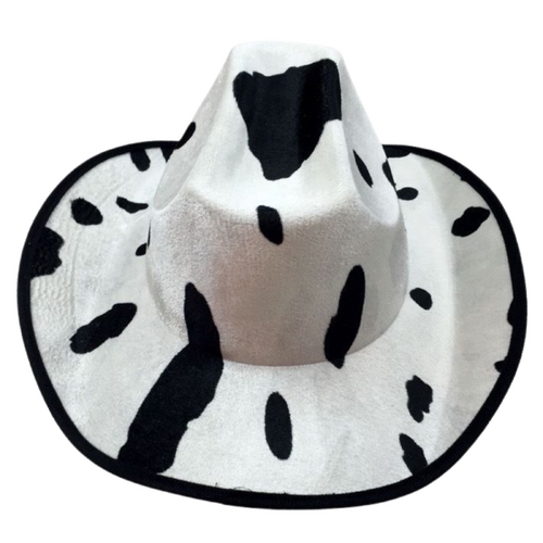 COW HAT Adult Cowboy Cowhide Print Wild West Costume Party Fancy Dress Fedora - Main Image