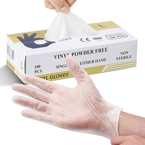 100pcs Vinyl Clear Powder Free Disposable Gloves - Medium (1 Box) - Main Image