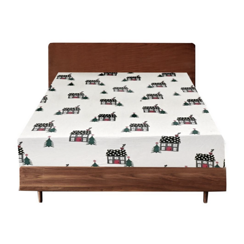 Queen Luxury 100% Cotton Flannelette Fitted Bed Sheet Xmas Flannel - Beige - Main Image