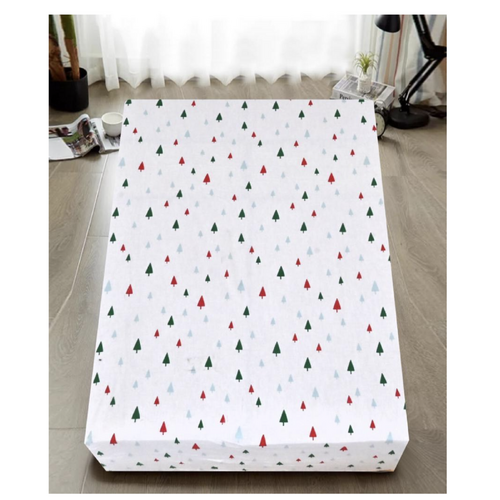 Queen Luxury 100% Cotton Flannelette Fitted Bed Sheet Authentic Flannel - White - Main Image