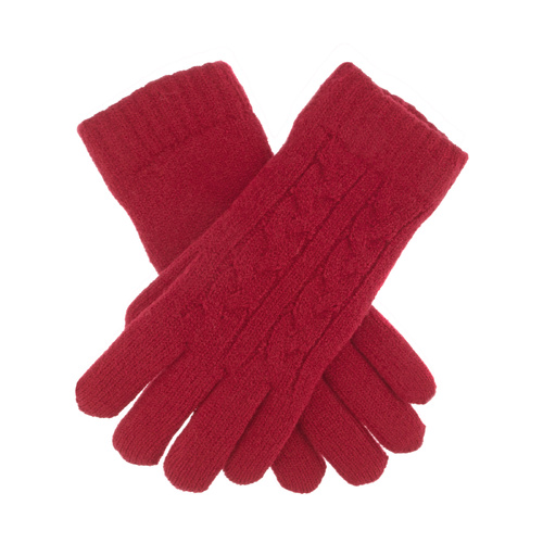 Dents Womens Cable Knit Gloves in Berry - Main Image