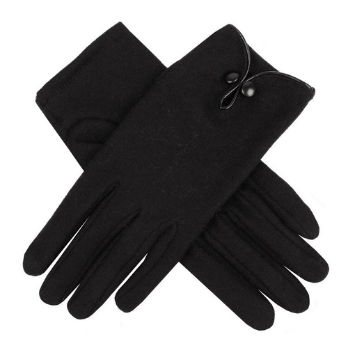 DENTS Ladies Womens 100% Wool Gloves Unlined Warm Winter - Black (One Size) - Main Image