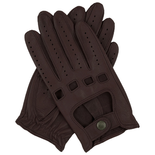 DENTS Womens Kangaroo Leather Driving Gloves Unlined w/ Gift Box Ladies - Brown - Large - Main Image