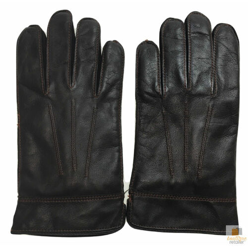 DENTS Sheepskin Leather Gloves with Detail Mens Warm Winter ML8043 - Brown - Small - Main Image