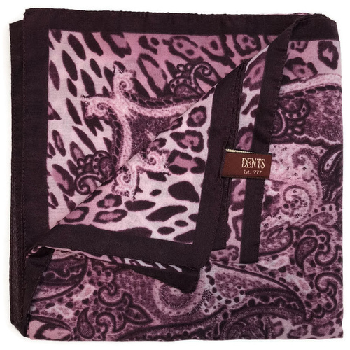DENTS Ladies Animal Print & Paisley Scarf MADE IN ITALY Womens Warm Winter - Amethyst - Main Image