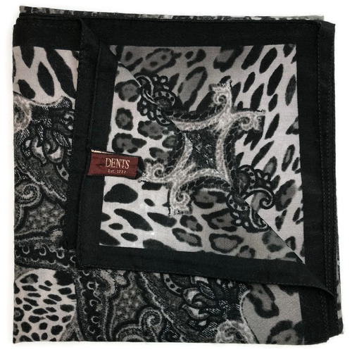 DENTS Ladies Animal Print & Paisley Scarf MADE IN ITALY Womens Warm Winter - Black - Main Image