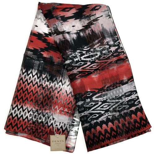 DENTS Monotone Aztec Print Scarf Ladies Womens MADE IN ITALY Unlined Fine - Berry - Main Image