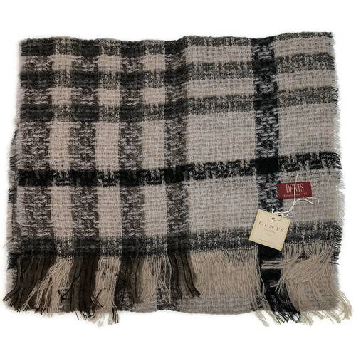 DENTS Check Open Weave Scarf Wool Blend Winter Warm MADE IN ITALY - Grey - Main Image