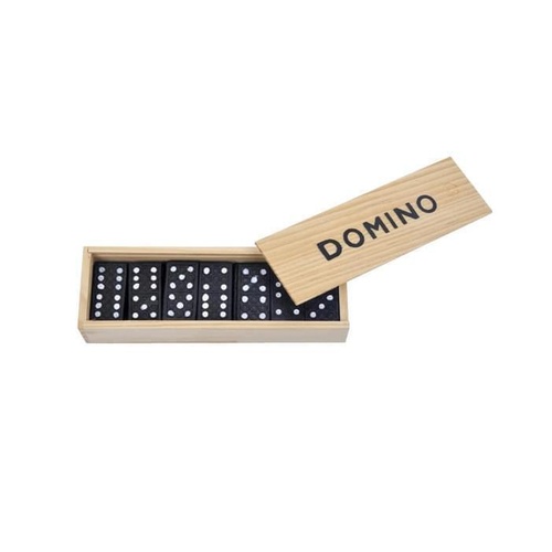 Domino Set Wooden Box Kids Children Traditional Toy 28 Dominoes - Main Image