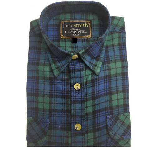 Mens FLANNELETTE SHIRT Check 100% COTTON Flannel Vintage Long Sleeve - 182 (Full Placket) - S - Main Image