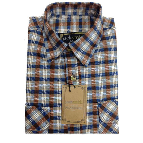Mens FLANNELETTE SHIRT Check 100% COTTON Flannel Vintage Long Sleeve - 40 (Full Placket) - S - Main Image