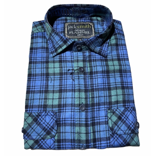 Mens Flannelette Long Sleeve Shirt 100% Cotton Authentic Flannel - Half Placket - Green - M - Main Image