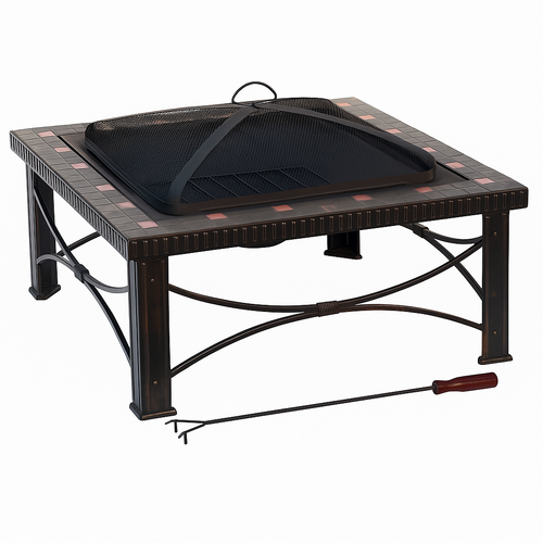 30" Square Slate Tile Fire Pit Outdoor Patio Heater Fireplace - Main Image