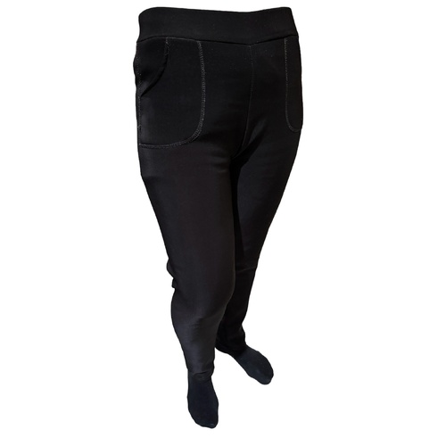 Ladies Fur Lined Thermal Leggings Womens Warm Winter Pants Stretch Skinny Leg - M/L - Main Image