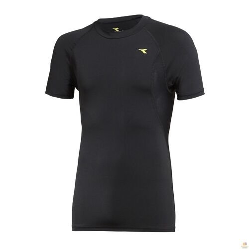 Mens DIADORA Compression Short Sleeve T Shirt Top Gym Thermal - Black - S - Main Image