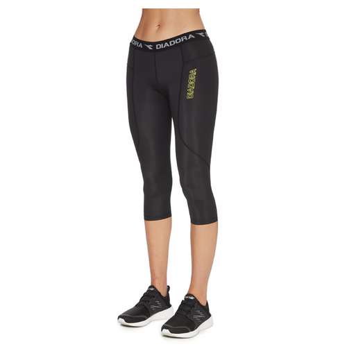 DIADORA Ladies Compression Sports 3/4 Tights Gym Yoga Thermals - Black - 16 - Main Image