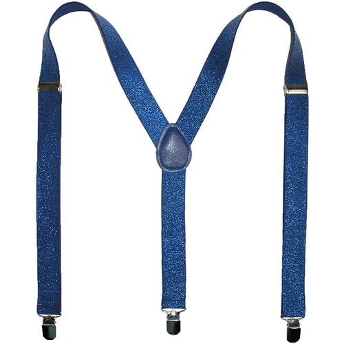 GLITTER SPARKLE SUSPENDERS Braces Clipon Elastic Y-Back Slim Adjustable  - Blue (Glitter) - Main Image