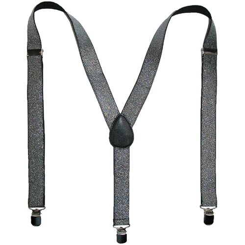 GLITTER SPARKLE SUSPENDERS Braces Clipon Elastic Y-Back Slim Adjustable  - Silver (Glitter) - Main Image