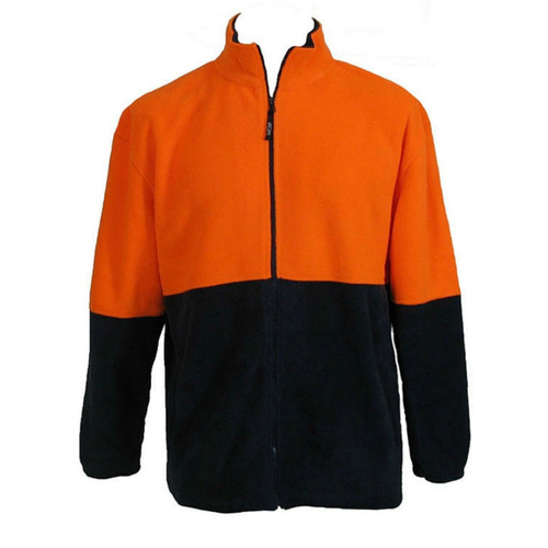 HI VIS POLAR FLEECE Jumper Full Zip Safety Workwear Fleecy Jacket Unisex - Orange - 4XL - Main Image