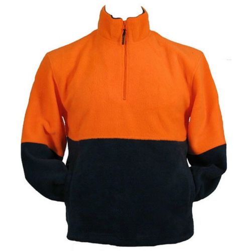 HI VIS POLAR FLEECE Jumper 1/2 Half Zip Safety Workwear Fleecy Jacket Unisex - Orange - XXL - Main Image