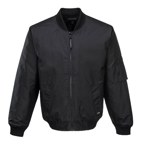 HUSKI Mens Quilted Combat Bomber Waterproof Jacket Windproof Workwear Coat - Black - 6XL - Main Image