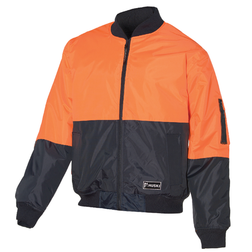 HUSKI 3M Flyer Fully Waterproof Bomber Jacket Hi Vis Work Quilted Lining - Orange - S (92) - Main Image