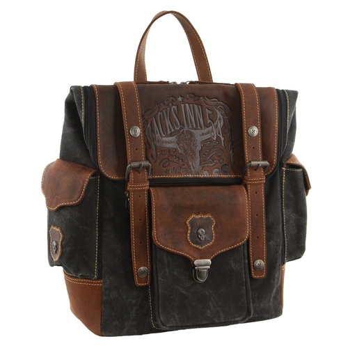 Jack's Inn Panama Canvas and Leather Backpack Bag Vintage Western in Cognac - Main Image