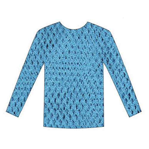 LONG SLEEVE FISHNET TOP Blouse T Shirt Tee Costume Party See Through - Blue - Main Image