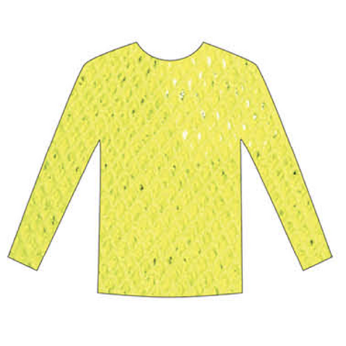 LONG SLEEVE FISHNET TOP Blouse T Shirt Tee Costume Party See Through - Fluro Yellow - Main Image