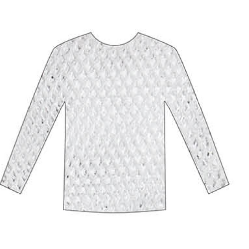 LONG SLEEVE FISHNET TOP Blouse T Shirt Tee Costume Party See Through - White - Main Image