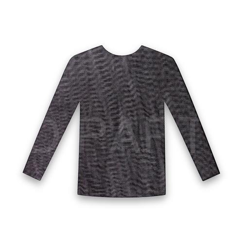 Long Sleeve STRETCH MESH TOP Round Neckline Blouse Shirt Party Costume - Main Image