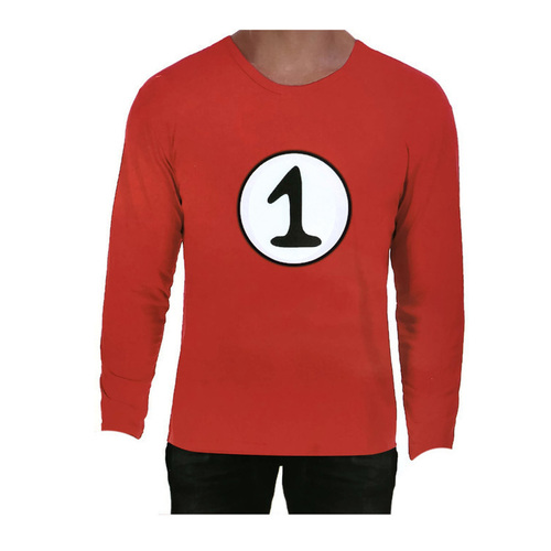 Dr. Seuss Adult Cat In The Hat Thing 1 Dr Seuss Red Top Party Costume Book Week  - L - Main Image