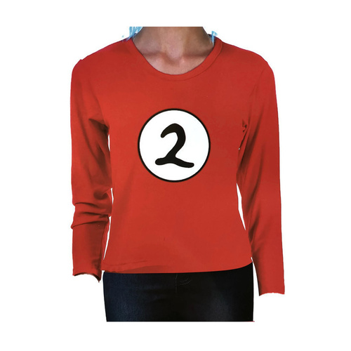 Dr. Seuss Kids Cat In The Hat Thing 2 Long Sleeve Red Top Party Costume Book Week - L (10-12 Years Old) - Main Image