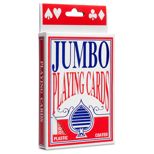 JUMBO PLAYING CARDS Full Deck Red Poker Plastic Coated 8.5 x 12cm King Big Size - Main Image